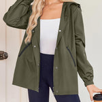 Nadorine Rain Jacket Women Lightweight Waterproof Hooded Zip Raincoat