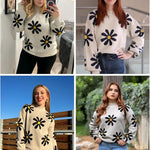 Nadorine Pullover Damen Strickpullover Warm Winterpullover Rundhals (DE Only)
