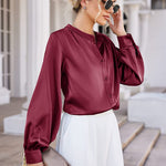 Women's Silk Button Down Shirts V Neck Long Sleeve Casual Work Office Blouse Top - Nadorine (Us Only)