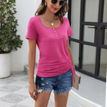 Womens Tops Short Sleeve Summer Henley Shirts