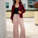 Nadorine Women's Knit Cardigan Long Sleeve Open Front Cropped Jackets