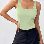 Nadorine 2 Packs Womens Ribbed Tank Tops Square Neck Tops
