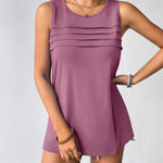 Nadorine Tank Top Blouses Scooped Neck Pleated Front Shirts