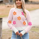Nadorine Women's Fall Crewneck Cropped Sweater