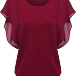 Nadorine Batwing Chiffon Blouse Tunic T-Shirt (DE Only)