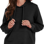 Women Quilted Sweatshirt, Casual Hoodies Pullover with Long Sleeve Hooded Sweatshirt (Us Only)