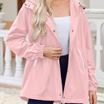 Nadorine Rain Jacket Women Lightweight Waterproof Hooded Zip Raincoat
