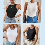 Nadorine 2 Pack Tank Tops Sleeveless Ribbed Shirts