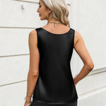 Nadorine Silk Satin Tank Tops Scoop Neck Sleeveless Tops