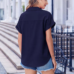 Nadorine Short Sleeve Summer Tops Casual Button Down Shirts