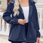 Nadorine Rain Jacket Women Lightweight Waterproof Hooded Zip Raincoat