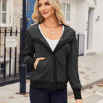 Zeagoo Womens Corduroy Knit Hoodies Zip Up Shirt Jacket