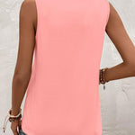 Nadorine Summer Tank Top for Women Pleated High Neck Tops