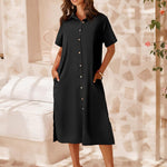 Nadorine Women's Short Sleeve Button Down Blouse Dress (DE Only)