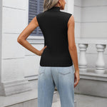 Nadorine Women's Mock Turtle Neck Sweater Vest Shirts
