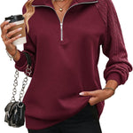 Zeagoo Women's Sweatshrits Quarter Zip Pullover Casual Cable Outfits