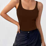 Nadorine 2 Packs Womens Ribbed Tank Tops Square Neck Tops