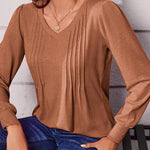 Nadorine Blouse Women's Elegant Tunic Long Sleeve V-Neck Blouses (DE Only)