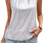 Nadorine Glitter Tops Women's Halterneck Party Sequin Top (DE Only)