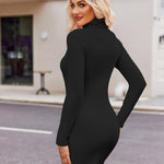 Nadorine Women's Bodycon Dress Long Sleeve Slim Fit Turtleneck Dress
