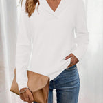 Nadorine Sweaters for Women Long Sleeve Shirts V Neck Knit Pullover