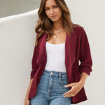 Nadorine Women's Blazer Elegant 3/4 Sleeve Long Blazer (DE Only)