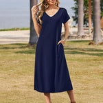 Nadorine Floral Dress Short Sleeve Beach Dress