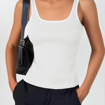 Nadorine 2 Packs Womens Ribbed Tank Tops Square Neck Tops