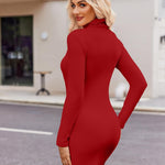 Nadorine Women's Bodycon Dress Long Sleeve Slim Fit Turtleneck Dress