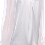Womens V Neck Button Down Shirts Satin Silk Blouse Mesh Long Sleeve Casual Work Tops - Nadorine (Us Only)