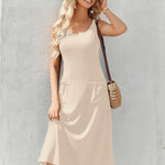 Nadorine Floral Beach Sundress Casual A-Line Midi Tank Dresses