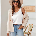 Nadorine Silk Satin Tank Tops for Women Scoop Neck Sleeveless Tops