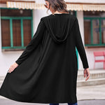 Hooded Long Cardigans Maxi Cardigan with Hood Open Front Lightweight Duster Coat with Pocket - Nadorine (Us Only)