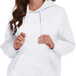Women Quilted Sweatshirt, Casual Hoodies Pullover with Long Sleeve Hooded Sweatshirt (Us Only)