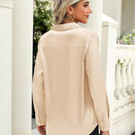 Nadorine Satin Blouses Casual Long Sleeve Button Down Silk Shirts