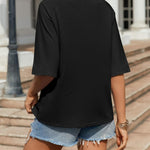 Nadorine Oversized Loose Fit Short Sleeve Striped Tops