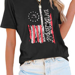 Nadorine Flag Shirts Short Sleeve Patriotic Shirt 4th of July Tee