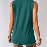 Nadorine Tank Top Blouses Scooped Neck Pleated Front Shirts