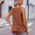 Nadorine Women's Satin Tank Top Sleeveless Blouse