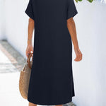 Nadorine Women's Short Sleeve Button Down Blouse Dress