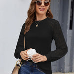 Nadorine Elegant Blouse Long Sleeve Crew Neck T Shirt (DE Only)