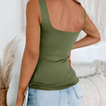 Nadorine Women's Square Neck Double Lined Tank Tops