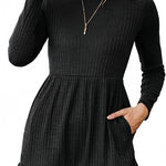 Nadorine Women's Autumn Dress Long Sleeve Round Neck Knitted Dress