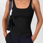 Nadorine 2 Packs Womens Ribbed Tank Tops Square Neck Tops
