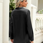 Nadorine Satin Blouses Casual Long Sleeve Button Down Silk Shirts