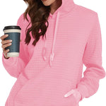 Women Quilted Sweatshirt, Casual Hoodies Pullover with Long Sleeve Hooded Sweatshirt (Us Only)