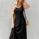 Nadorine Floral Beach Sundress Casual A-Line Midi Tank Dresses