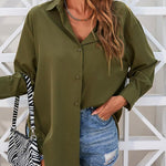 Nadorine Cotton Button Down Shirts Long Sleeve V Neck Tops