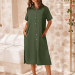 Nadorine Women's Short Sleeve Button Down Blouse Dress (DE Only)