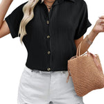 Nadorine Short Sleeve Casual Roll-Up Cuffed Tops